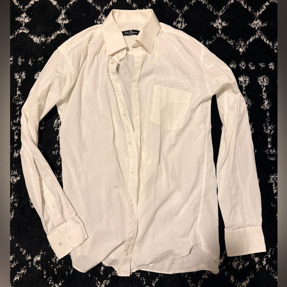 Ted Lapidus Elegant White Men's Dress Shirt medium